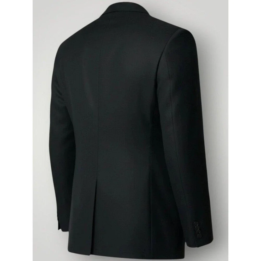 RALPH LAUREN Mens Blazer Sport Coat 2-Button Suit Jacket 50R Black Stretch Wool